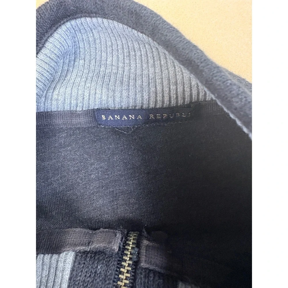 Banana Republic Mens Quarter Zip Pullover Dark Grey Cotton Knit Large